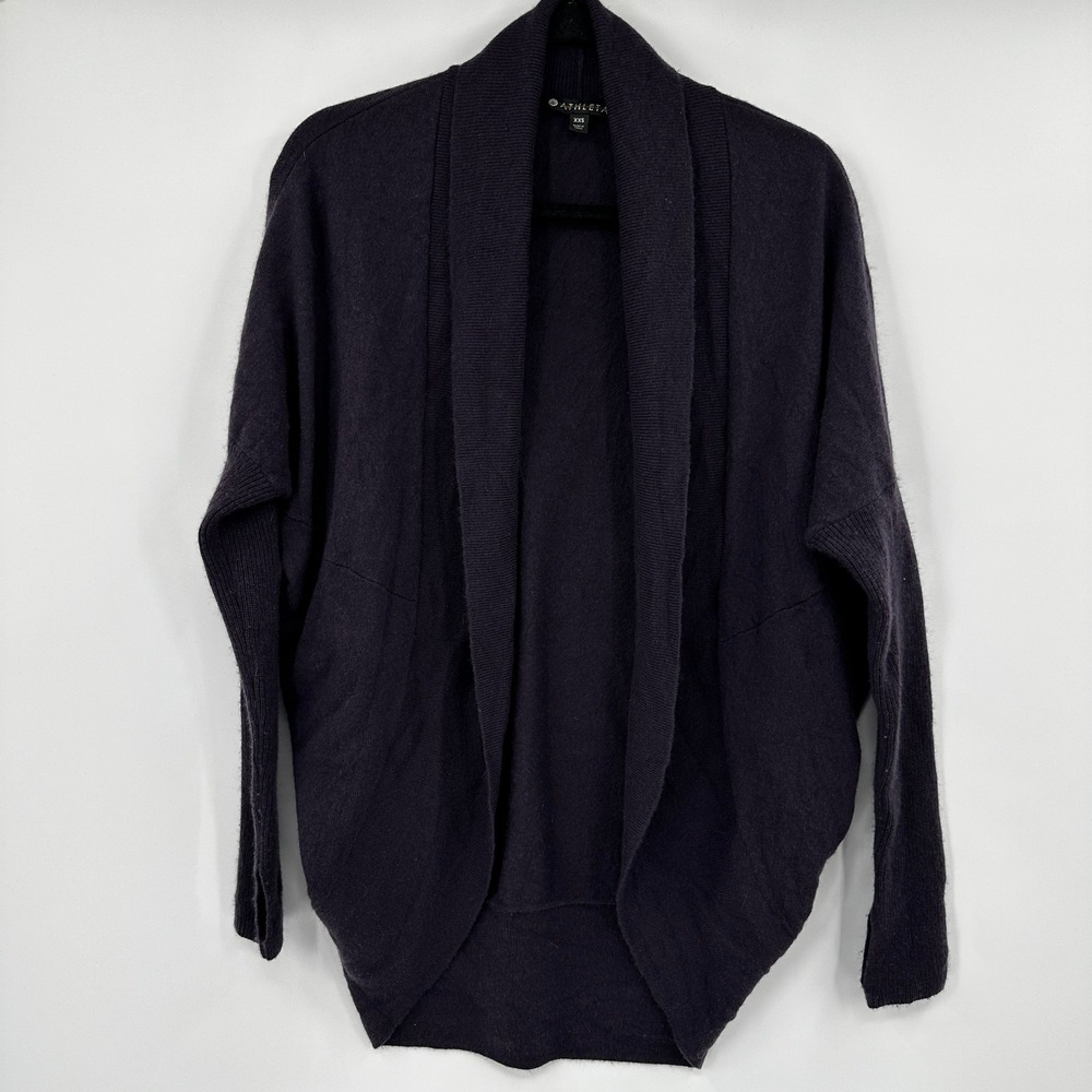 Athleta Draped Open Front Cardigan‎ Sweater XXS 80 Wool 20 Cashmere
